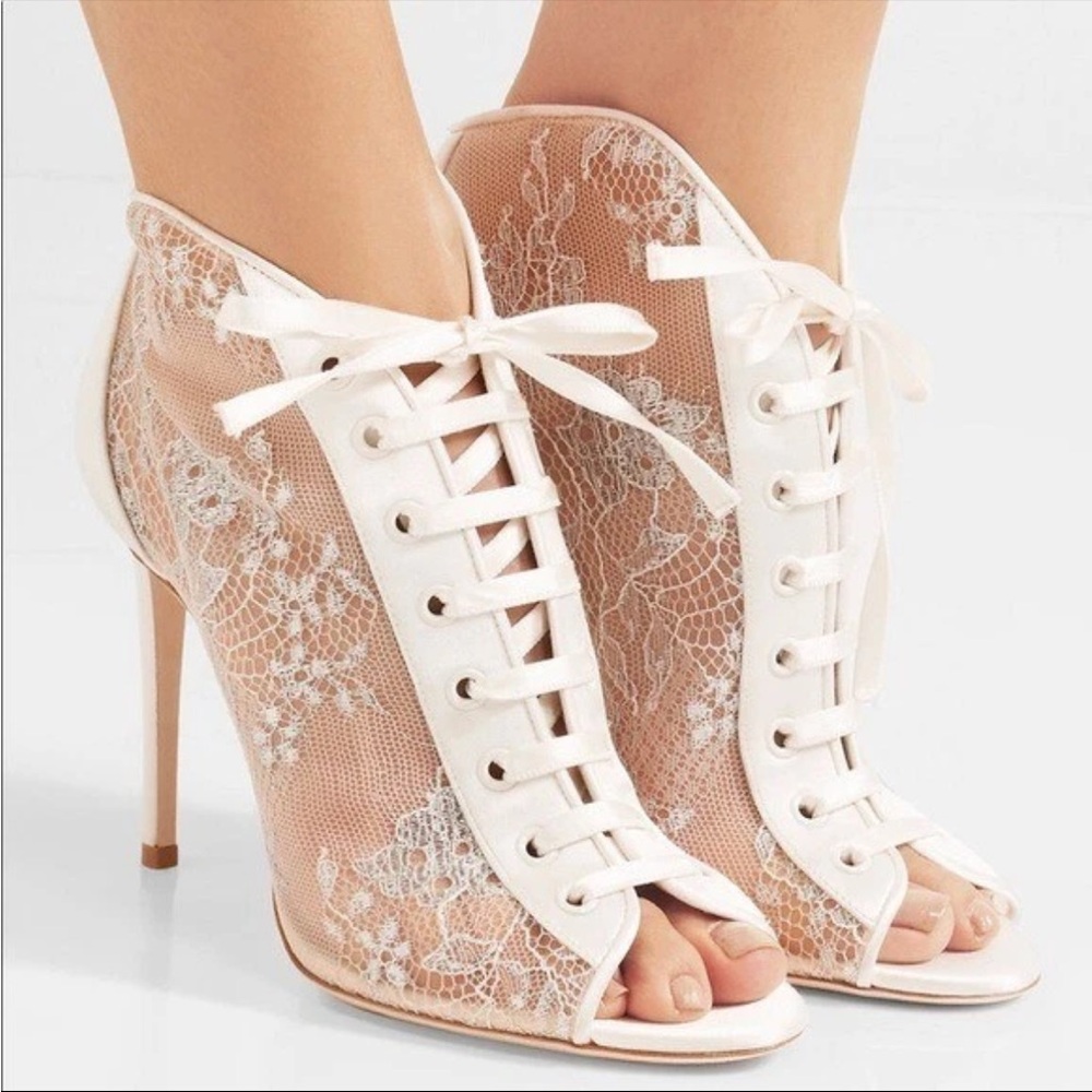 Authentic Jimmy Choo Natural Freya 100 Peep Toe Booties 40.5 wedding shoes
